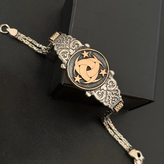 Teşkilat-ı Mahsusa 925 Sterling Silver Bracelet Engraved Ottoman Symbol Customizable Handcrafted