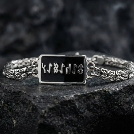 925 Sterling Silver Men’s Bracelet with Göktürk Script Detail